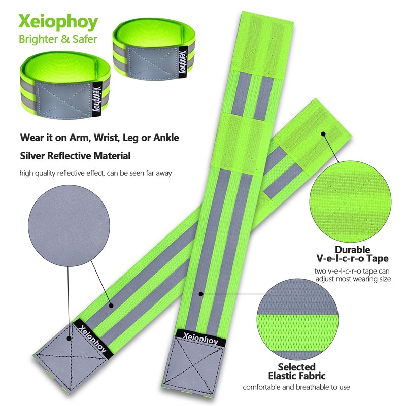 Xeiophoy Reflective Band for Night Running Walking, 6 PCS Premium