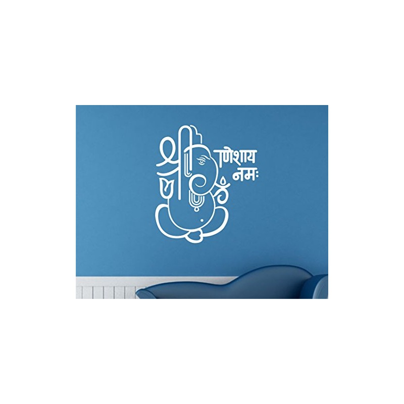 Lord Ganesha White Large Wall Sticker Size(59 67) cm