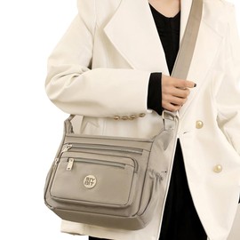 TQUXNGA Damen-Umhängetasche mit mehreren Taschen, Nylon, Reisetasche, Kuriertasche, modische Tasche, kleine lässige Tasche, Crossbody-Tasche, khaki