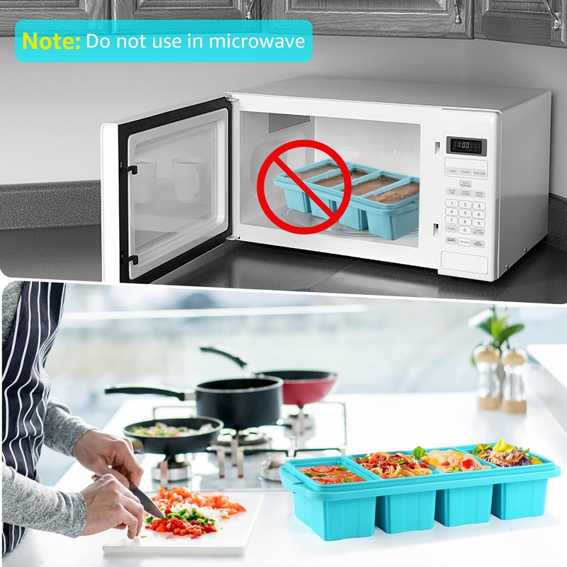 Ztomine Silicone Freezer Tray With Lid - Silicone Freezer Food