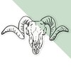 Large 460mm 'Ram Skull' Clear Static Window Cling Sticker/Decal (Black)
