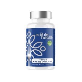 Edible Health Hydrolysed Marine Collagen Type II Capsules – 1025mg with Hyaluronic Acid & Vitamin C, High Strength Skin & Joint Support – 60 Caps