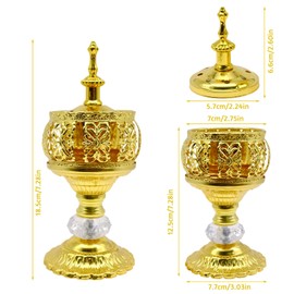 Metal Vintage Incense Burner, Iron Art Incense Holder with Lid, Aromatherapy Burner Holder with Removable Tray Home Office Tabletop Ornament Spa Wedding Gift