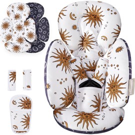 Infant Car Seat Insert, Baby Carseat Head and Body Support for Newborn, Soft Breathable, Reversible Design, Universal for Baby Swings, Car Seats, Strollers, Yellow