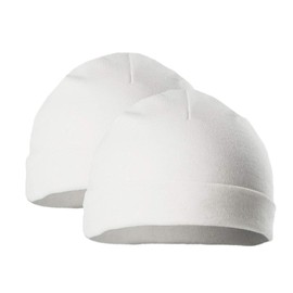 MANSURI Premature Pack of 2 Baby Beanie Hat Tiny Baby Boys Girls Hat Colour Choice 100% Cotton Soft Baby Hat PRH3 (White)