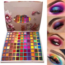 99 Colours Eyeshadow Palette, Matte Shimmer Glitter Fusion Makeup Palette, Professional Highly Pigmented Eyeshadow Waterproof Durable Colourful Mother of Pearl Eyeshadow Powder Cosmetic