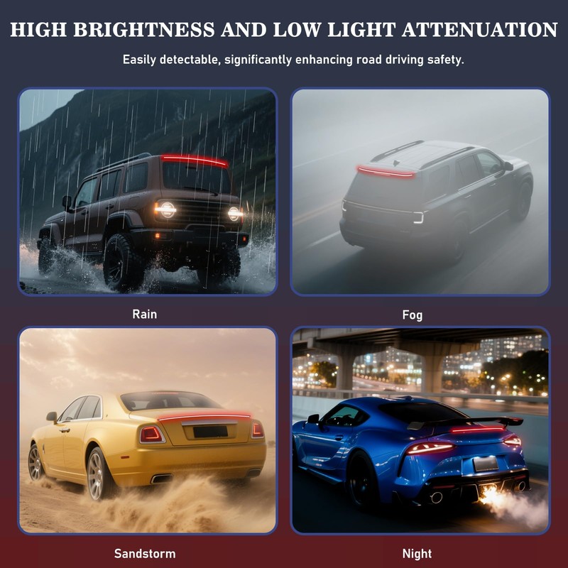 DIBMS LED Spoiler Brake Light Strip Sequential Flashing Tail Universal