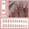 Hkanlre Gradient Pink Fake Nails Tips Bling Press on Nails