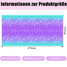 Gleemix Mermaid Birthday Decoration Tablecloth, Mermaid Party Tablecloths, Mermaid Decoration Mermaid Children's Birthday, Mermaid Theme Party Decoration for Girls, Birthday, Wedding