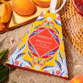 Spongellé | Rivera Collection Infused Buffer Sponge | Oils of Basil & Lemon | Vegan Friendly, Cruelty-Free | 20+ Uses | Mediterranean Peach