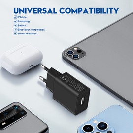 MatauMahi MatauMahi 5V1A USB Ladeger?t (Schwarz), 5W USB Netzteil, USB Stecker, Adapter f1r Handys, Tablets, Powerbanks, Bluetooth-Kopfh?rer, Smartbands und Andere Ger?te mit USB-Schnittstelle