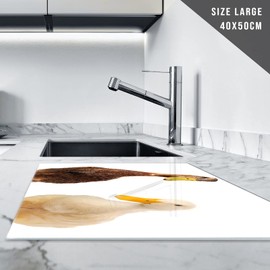 Chopping Board | Glass Chopping Boards for Kitchens | Glass Worktop Savers for Kitchen | Cutting Boards for Kitchen | Chopping Board Non Slip | Small Chopping Board | White Brown Duck Funny