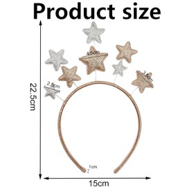 Christmas Star Headband, Christmas Hair Accessories, Christmas Star Hair Hair Hoop, Xmas Cute Star Hair Hoop for Women and Girls Christmas Happy New Year Birthday Party Fancy Dress Party Decoration