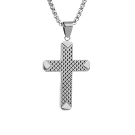 Scddboy Cross Necklace for Men,Stainless Steel Gold Silver Jesus Christ Pendant Necklaces with 23.6+1.96" Adjustable Rolo Chain