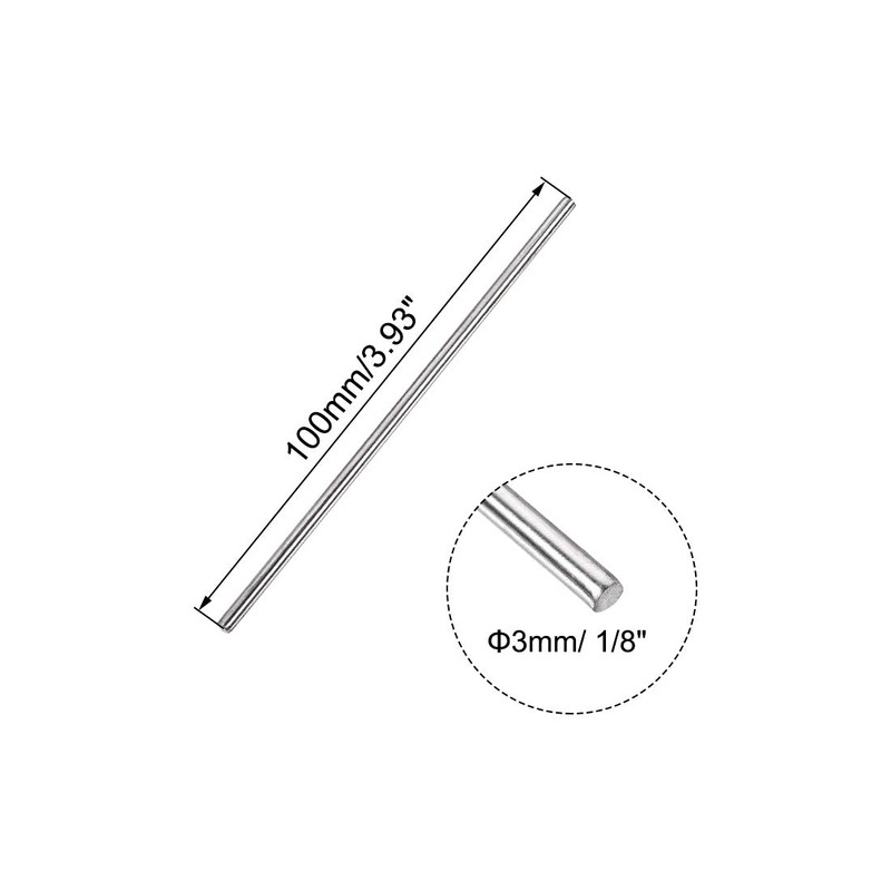 sourcing map Pack of 5 Full Round Rods Stainless Steel