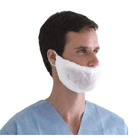 Medline Spunbond Beard Covers with Elastic, Lightweight Polypropylene, One Size Fits Most, White, Case of 1,000 Each