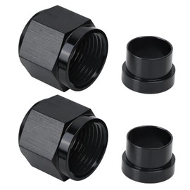 EVIL ENERGY 6AN Female Hardline Tube Nut & Sleeve Aluminum Fitting for 3/8" OD Alloy Tubing 2PCS