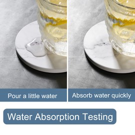 Absorbent Coasters for Drinks ,Ceramic Coaster Set of 6 with Holder, Durable Cup Coaster for Coffee Table with Cork Base for Table Protection, Housewarming Birthday Gifts, Home Decor (White Marble)