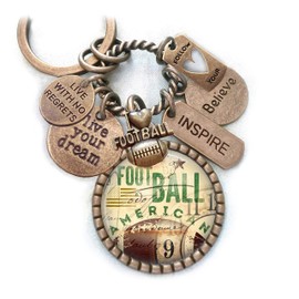 American Football Keychain, Backpack Clip or Necklace, Live Your Dream, Live With No Regrets, Follow Your Heart, Football Player Gift, Boys, Teens, Men