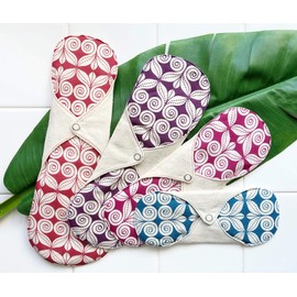 First Cloth Napkin Kit, South India Eco Femme Set of 4, Washable Organic Cotton (Unbleached) GOTS Certified Product