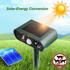 WH-510 Solar-Powered Animals Repeller Ultrasonic-Wave Dog Cat Rechargeable Repellent for Outdoor Lawn Garden Yard Farm Use