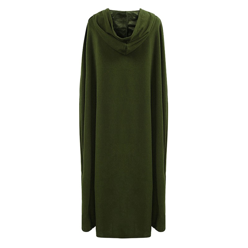 Casual Women Winter Cloak Hooded Sleeveless Button Closure Long Cape