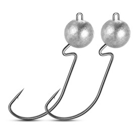 AMYSPORTS Bass Lead Jig Head Hook Freshwater Trout Jig Head Hooks Offset Saltwater Jig Heads Hook 25pcs 1/8oz…
