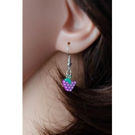 Miniblings Grape Earrings Pendant Fruit Fruit Grapes Fruit Disc Purple - Handmade Fashion Jewellery I Earrings Silver Plated, Polymer Clay