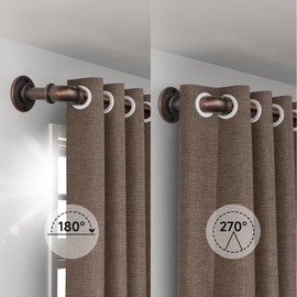 WORLD RODS Industrial Curtain Rods 18 to 144 in,Blackout Curtain Rod,Adjustable Length,1 in Diameter Pipe,with Aluminium Finials (Antique Red Bronze,18” to 144”)