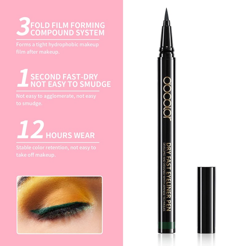 Docolor Eyeliner Green Waterproof Super Slim Liquid Eye Liner Gel