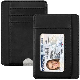 HOTCOOL Card Holder Wallet Front Pocket Minimalist Leather With RFID Blocking Card Holder Wallet for Men & Women, Black