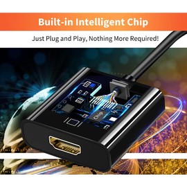 VGA HDMI Converter Adapter with 3.5 mm Audio Jack, HDMI Cable, VGA (Male) to HDMI Female Converter, VGA to HDMI Output, VGA, HDMI Converter, Cable, Stable Output, 1080P Audio Transfer, Gold-Plated