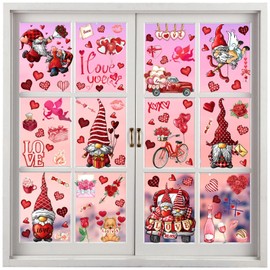GWAWG 9 Sheet Valentines Day Window Stickers,Gnome Gonk Valentines Decorations,Valentine's Day Window Clings