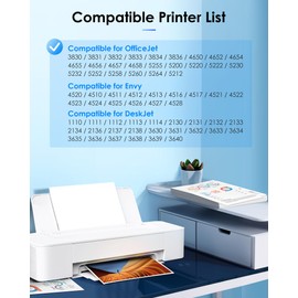 63XL Ink Cartridges Black and Color for HP Ink 63 Replacement for HP 63XL Ink Cartridge Combo Pack Works for HP OfficeJet 3830 4650 5255 5258; Envy 4520 4512; DeskJet 3630 2130 1112 Printer (2 Pack)