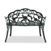 Antique Green Outdoor Cast Aluminum Patio Bench with Curved Legs