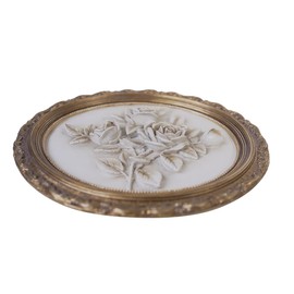 S-MANTIS Vintage Wall Sculpture,Antique Pediment,Hallway Wall Art,Hand Painted Flower Wall Decoration Accent Artworks for Indoor Kitchen Bedroom Living Room Office Outdoor Garden Patio (Bronze & White)