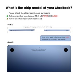 eleger Case Compatible with MacBook Air 13 Inch M2 A2681 M3 A3113 [Fits Midnight of Mac], Released 2022 2024, Hard Case for Mac Book Air 13.6 inch, Midnight Clear