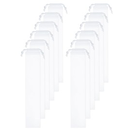 sourcing map 12pcs Umbrella Bags 22.8" x 3.9" Wet Umbrella Sleeve Cover Reusable Frosted Folding Umbrella Storage Bag with Drawstring for Folding Travel Umbrellas, White