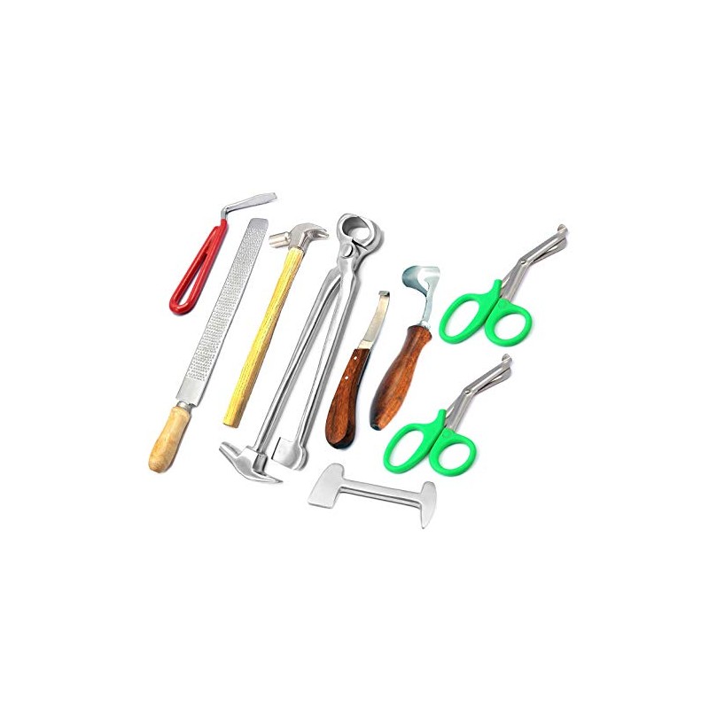 AAProTools 9 Piece Horse Shoe Farrier Hoof Grooming Tool Kit