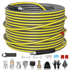 SITIMIMIL® Sewer Jetter Kit for Pressure Washer 50FT 5800PSI - Efficient Unblocking Sewer Jetter Hose with 4 Nozzles, 1/4' NPT Universal Fit, Durable Hydro Drain Cleaner for Homeowners & DIYers
