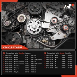 A-Premium Timing Belt Kit with Water Pump Compatible with 03-18 Honda Accord Crosstour Pilot Odyssey Ridgeline Acura MDX RDX RL TL TSX ZDX Saturn Vue 3.0L 3.2L 3.5L 3.7L V6 19200RDVJ01 TKH002 TCKWP329