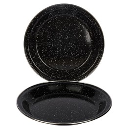 Navoys 2 Enamel Camping Plates - Black, Heat Resistant, Ideal Accessory for Camping, Picnic, Hiking, Fishing (2, Plates)
