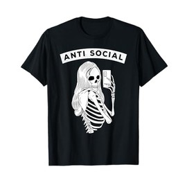 Gothic Punk Egirl Eboy Funny Anti Social Media Skeleton T-Shirt