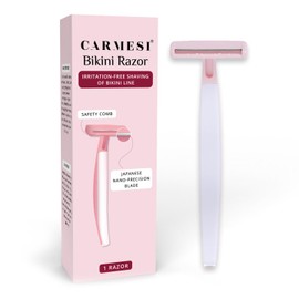 Carmesi Bikini Razor for Women | No Cuts, No Bumps Hair Removal | Japanese Nano-Precision Blade with Safety Comb | Smooth, Irritation-Free Bikini Line Shave | 1 Razor