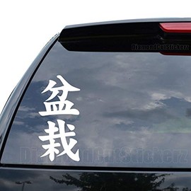 DiamondCutStickerz Japanese Kanji Character Bonsai Decal Sticker Car Truck Motorcycle Window Bumper Laptop Wall Decor - Size (11 inch / 28 cm Tall) - Color (Matte White)