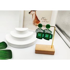 St. Patrick's Day Earrings for Women,Irish Shamrock Acrylic Dangle Earrings, Green Hat Clover Horseshoe Drop Earrings for Irish Festival (D)