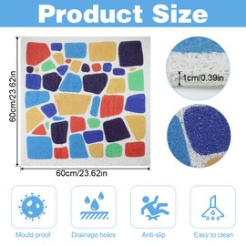 Anevios Shower Mat Non-Slip 60 x 60 cm Bath Mat Non-Slip Mat Shower Non-Slip Mat Bath Mat PVC Loofah Shower Mats with Drainage Holes Bath Mat for Wet Areas Quick Drying Soft Comfort