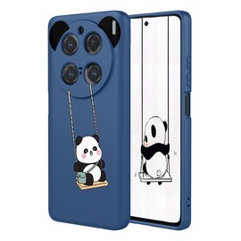 YUEQIAN Flüssig Silikon Hülle für Vivo X200 Pro, Ultradünn Weich Liquid TPU Stoßfest Schutzhülle, Blumen Cartoon Mädchen Muster Mikrofaserfutter Handyhülle. Panda