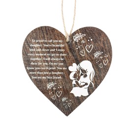 Inspirational Daughter Gifts from Mom Daughters Brown Wooden Heart Ornament Gifts for Daughter Long Distance Relationship Gift Idea