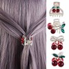 Leadigol Cherry Small Hair Claw, 4PCS Mini Crystal Cherry Hair